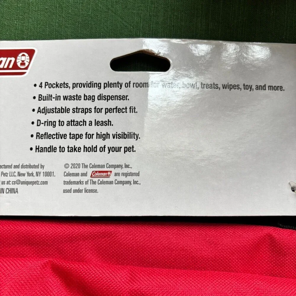 NWT COLEMAN Size Medium Dog Pack Saddle Bag Red Reflector